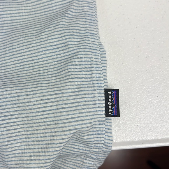 Patagonia Sz XXL Organic Cotton Blend Short Sleeve Blue/White Button Down Shirt - Picture 5 of 13